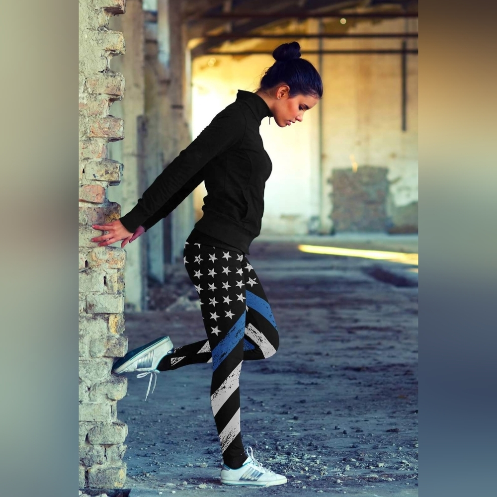Thin blue line athletic leggings
